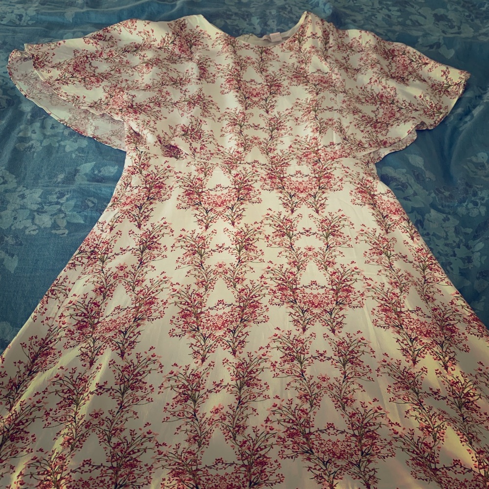 Forever 21 contemporary floral fit n flare dress L